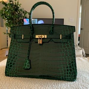 Ainifeel Green Croc Birkin With Gold Hardware (35)
